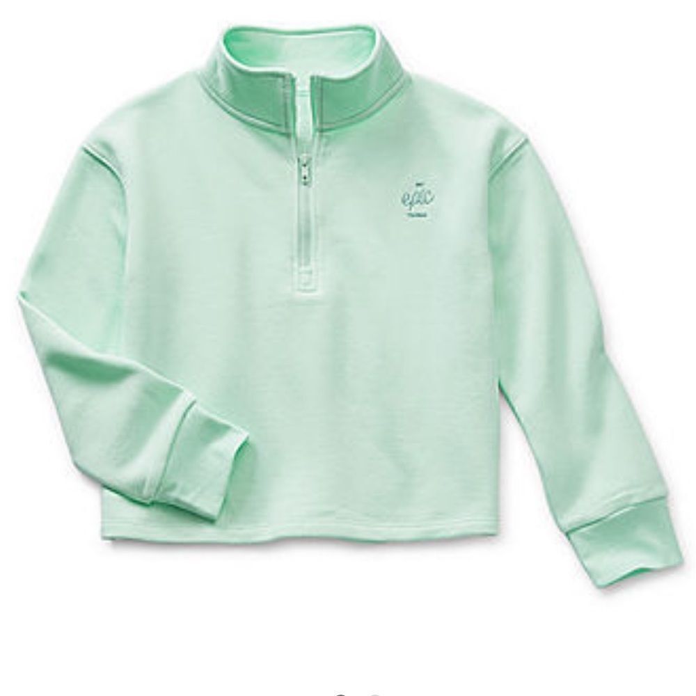 Thereabouts Little Big Girls Long Sleeve Quarter-Zip Sweet Mint Epic Fleece